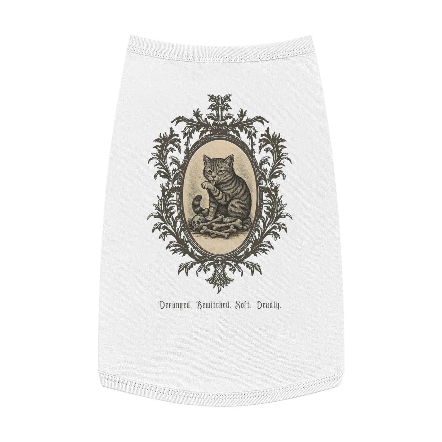 Deranged. Bewitched. Soft. Deadly. – Tee for the Feline Menace (Tabby Cat)