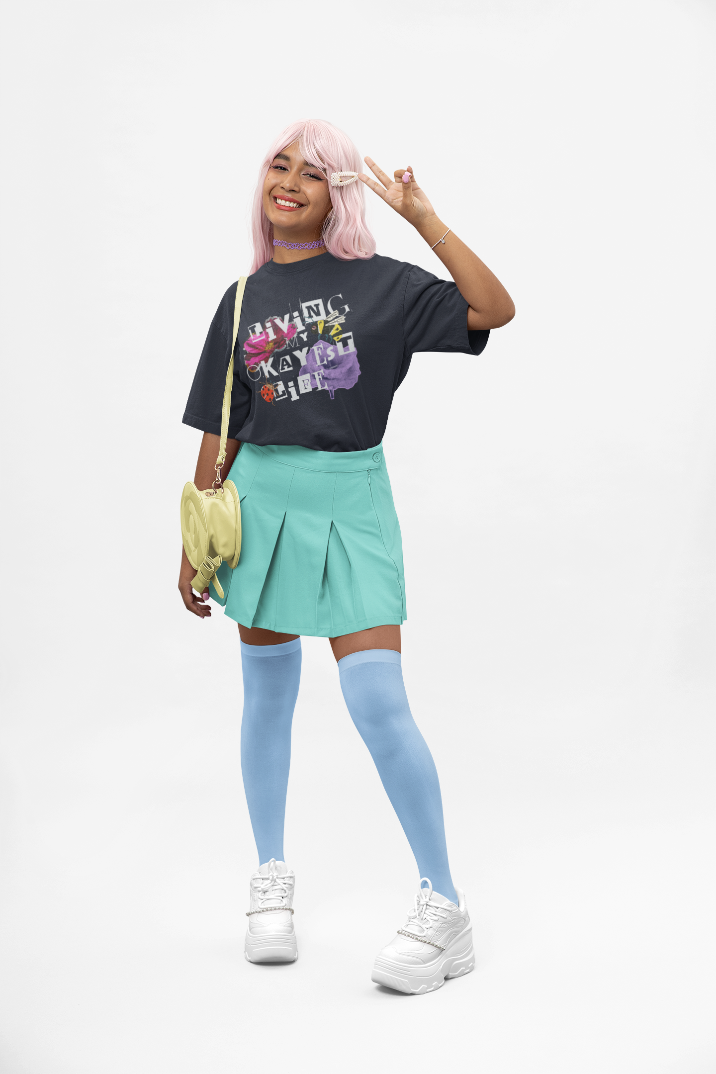 Living My Okayest Life – Collage-Style Chaos Tee