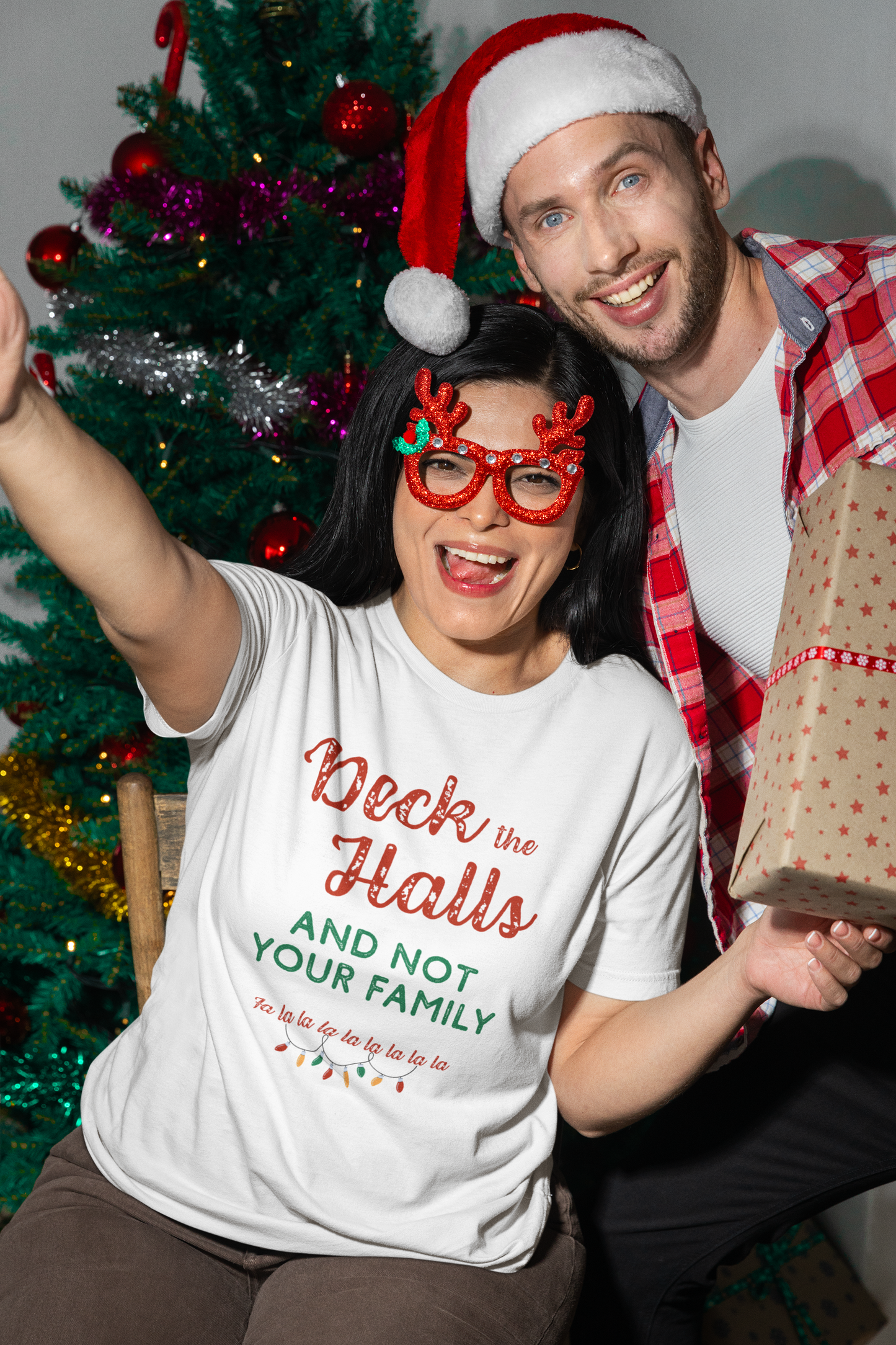 Deck the Halls (and Not Your Family) – Tee for the Seasonally Unbothered