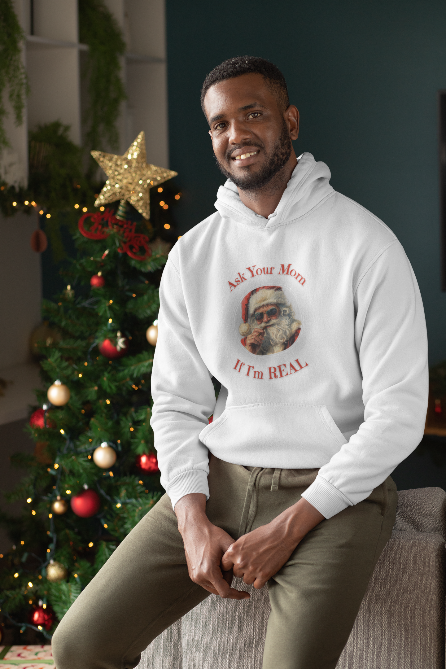 Ask Your Mom If I’m Real – Hoodie for the Holiday Troublemaker