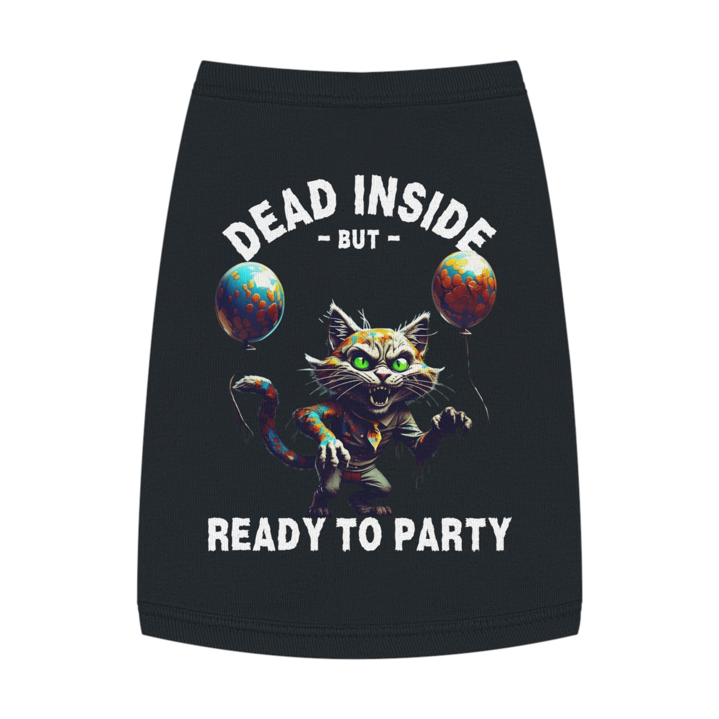 Dead Inside But Ready to Party – Zombie Cat Tank (in Black)
