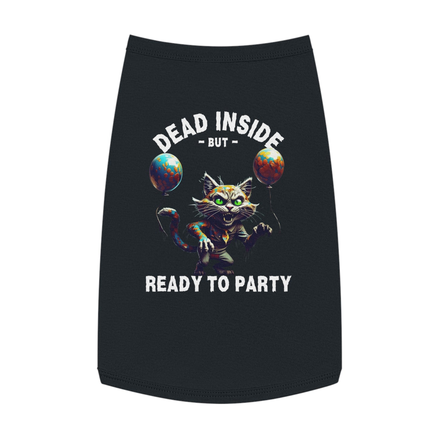 Dead Inside But Ready to Party – Zombie Cat Tank (in Black)