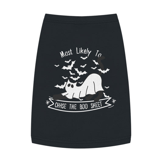 Chasing the Boo Sheet – Tee for the Mischief Cat (in Black)