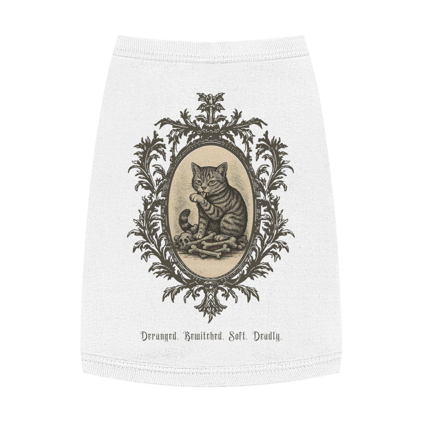 Deranged. Bewitched. Soft. Deadly. – Tee for the Feline Menace (Tabby Cat)