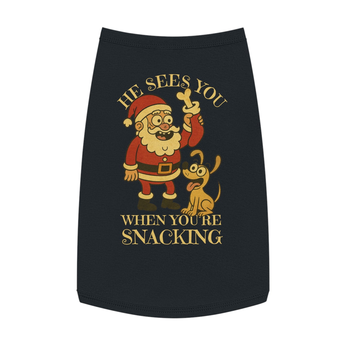 He Sees You When You’re Snacking – Tee for the Treat-Obsessed Pup in Black